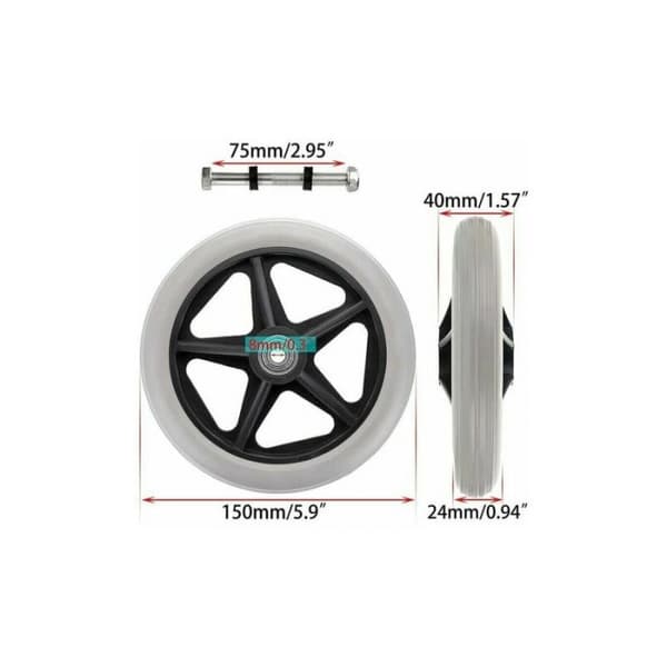 2-pack 6-tums gummihjul för rullstol, rollator,