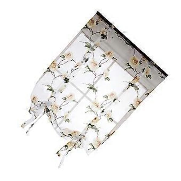 Blomstrete romersk gardin, halvtransparent vindusskjerm, knytegardiner for stue, balkong, soverom 1 x 1,6 m (Gul)