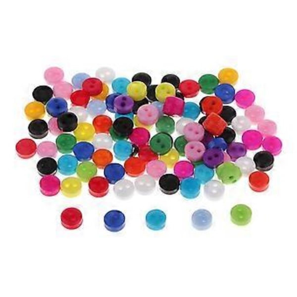 100 stk. godterifarget 2-hulls rund harpiksknapp for søm, håndverk, utklippsbok 6 mm (6 mm)