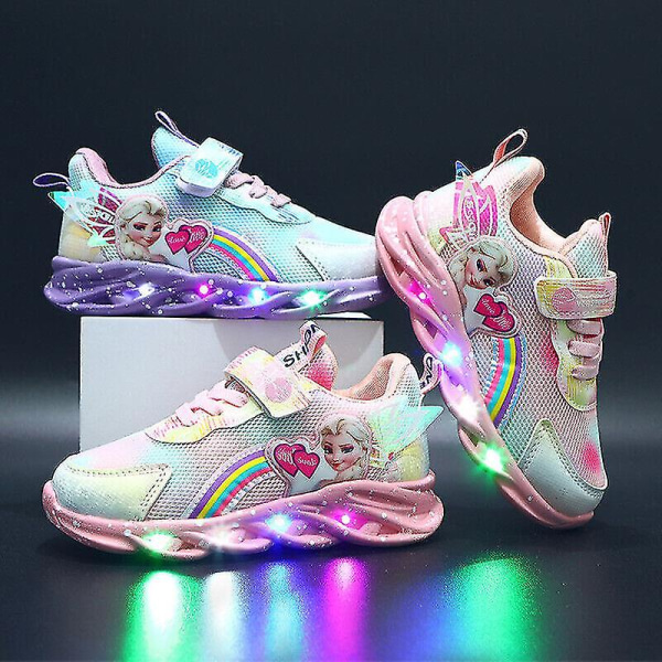Kids Led Luminous Shoes Sneakers Flashing Children Girls Light Up Trainers Size Pink UK 7 kids