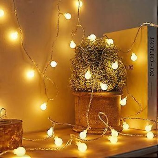 Batteridrevne lyskæder LED varm hvide kugler Romantisk dekoration til fester Jul Halloween Bryllup Fødselsdag Aften Indretning Soveværelse