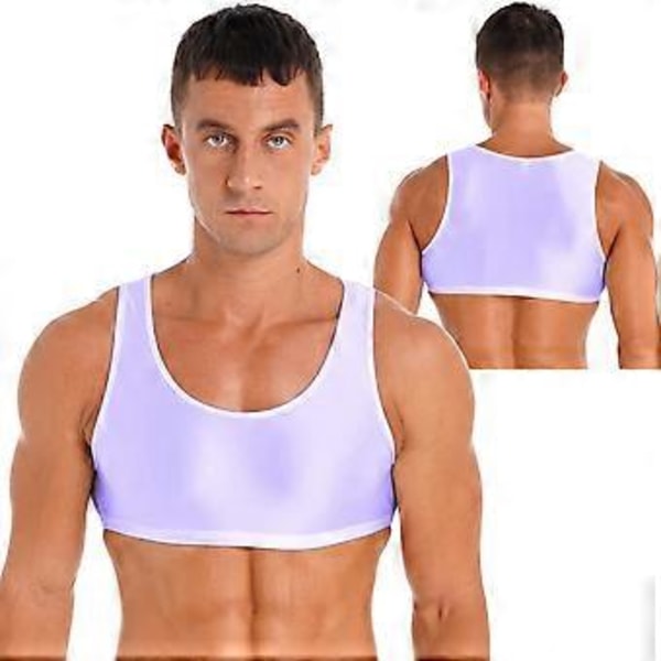 Ærmeløs Muskel T-shirt til Mænd Basic Tank Crop Tops Fitness Gym Sports Vest Tops (L lys lilla)