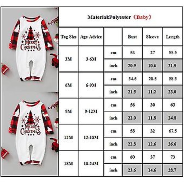 Julpyjamas för familjen - matchande pyjamas för pappa, mamma, dotter och son - nattkläder, sovkläder, pyjamasset för jul och fest (18 månader för spädbarn)