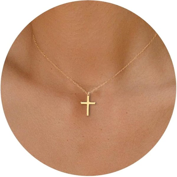 Cross necklace for women 14k gold plated/sterling silver chain necklace dainty layered gold cross pendant necklace simple cute necklaces for women go