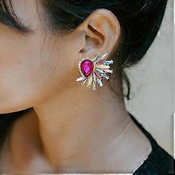 Rhinestone Statement Örhängen för Kvinnor och Flickor Färgglada Kristallkluster Droppande Örhängen Retro Änglavingar Örhängen Fina Smycken Presenter