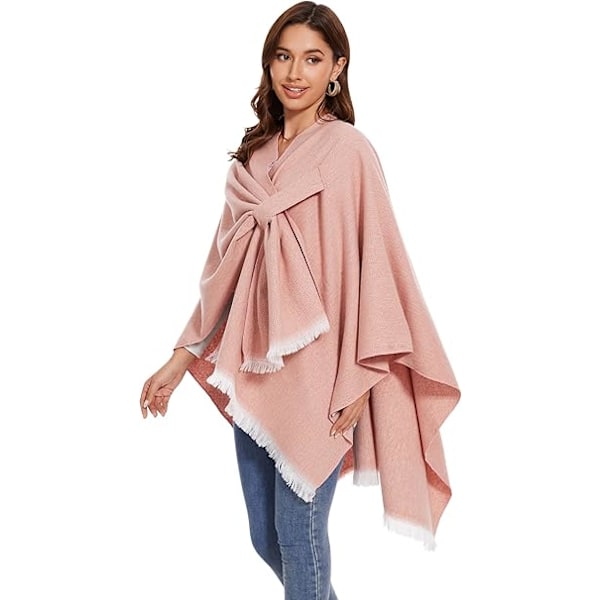 Elegant Damekappe med Åben Front, Blød Poncho, Velegnet til Forår, Efterår og Vinter