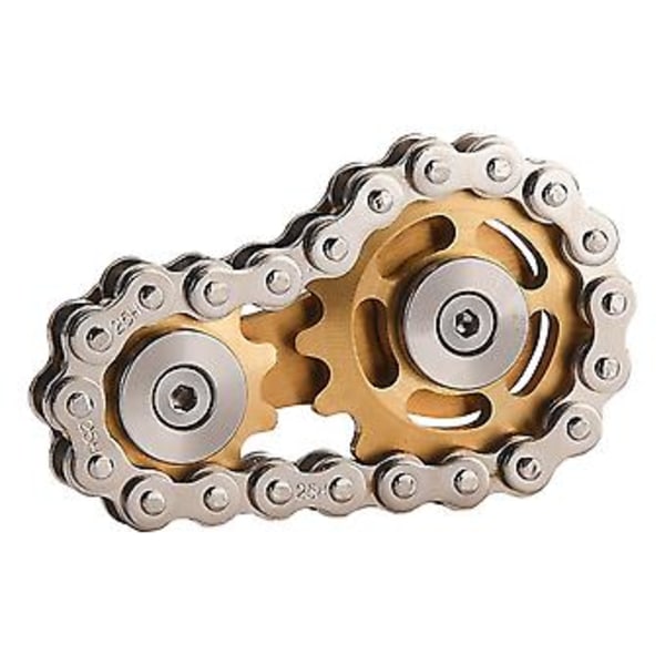 Fidget Spinner med Sykkelkjede i Rustfritt Stål (sølvgull)