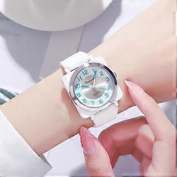 Women's Fashion Silicone Watch - White, Square & Stylish, A Modern Fashion Staple  BK