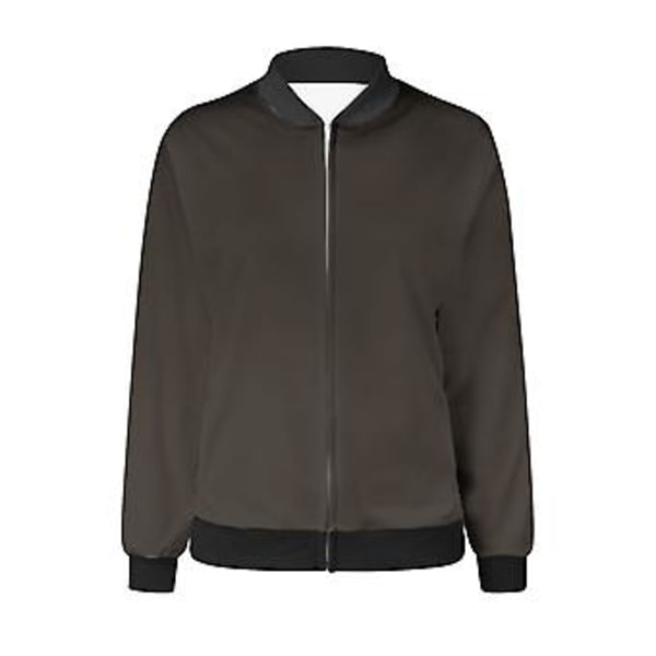 Damjacka, Lättvikts Zip Up Casual Bomberjacka, Ståuppkrage, Kort Ytterplagg, Toppar, M, Brun