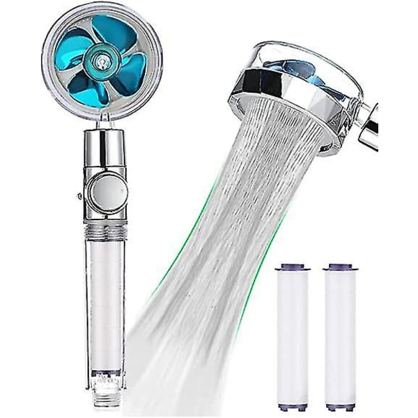 Turbocharged Handheld Shower Head,propeller Driven Shower Heads,high Pressure Water Saving,with Pause Button,360 Degrees Rotating