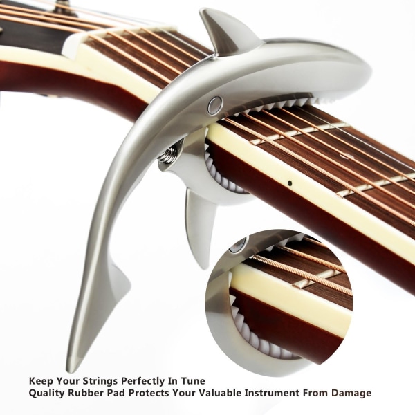 Zink Alloy Gitarr Capo Shark Capo för Akustisk och Elektrisk Gitarr