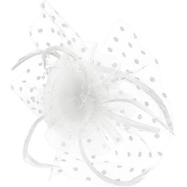 Fascinatorer for kvinner Bryllupsfascinator Hatt Blomst Mesh Fjær Hodebånd QA-Hvit