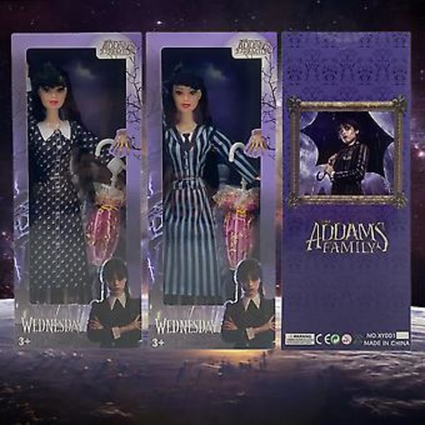 Living Dead Dolls Wednesday Addams Familjedocka Set Present För Fans-r ( 5 Ledade Ränder)