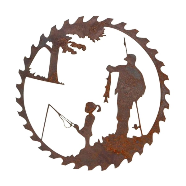 2023-father's Day Metal Art Fishing Wall Decor Creative Design Pendant Crafts(1pcs, Brown)