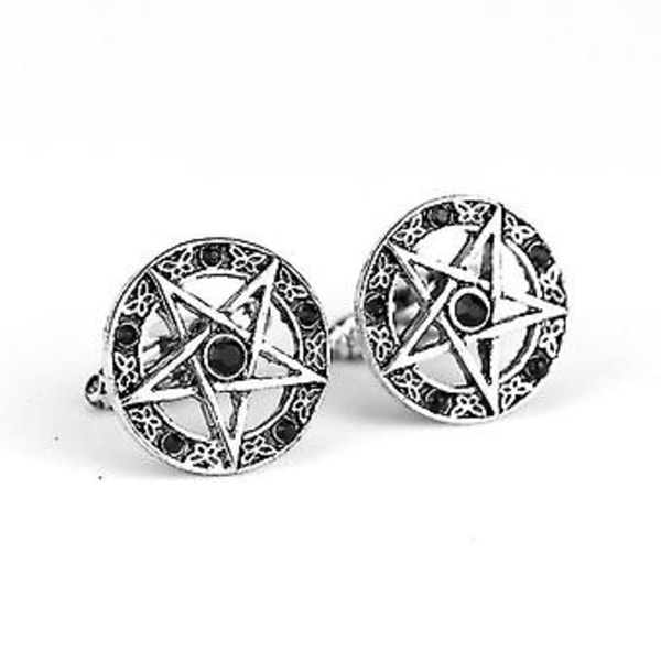 Övernaturliga Pentagram Manschettknappar Antik Röd Svart Kristallstjärna Manschett L (röd)