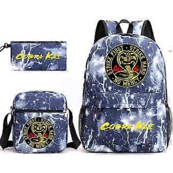 Cobra Kai Koululaukku Reppu Penaali Olkalaukku Kolmiosainen Set _16