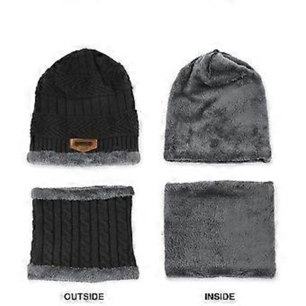 Børne Vinterhue Beanie Med Halsklæde Kostume Afslappet Strikket Hue Varmt Strikket Hue Fleeceforet Hue