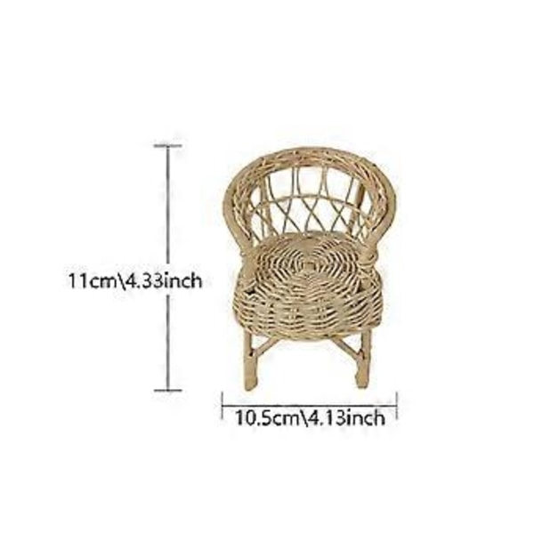 1/12 Dukkehus Rattan Stol Miniature Model Dekoration Realistisk Tilbehør Mini Havestol til Sceneindretning Fint Håndværk (10.5cmx11cm)