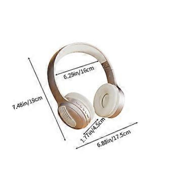 2024 Hodebårne Trådløse Bluetooth Øretelefoner - Maillard Farge Retro Musikk Ultra Lang Rekkevidde Øretelefoner (Beige)