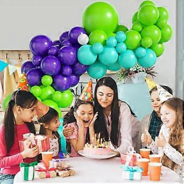 Vihreä Purppura Ilmapallokaari Garland Kit, Vihreä Purppura Ilmapallokaari Kit Sinisiä Ilmapalloja, Juhla Ilmapallo Pojille Tytöille Syntymäpäiväjuhliin Vauvakutsuihin Hääihin