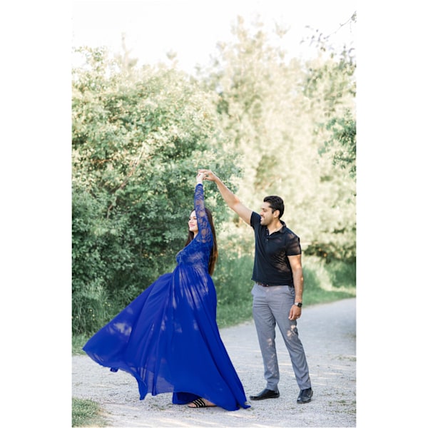 Gravide Kvinders Langærmet Blonde V-hals Maxi Kjole Maternity Bryllup