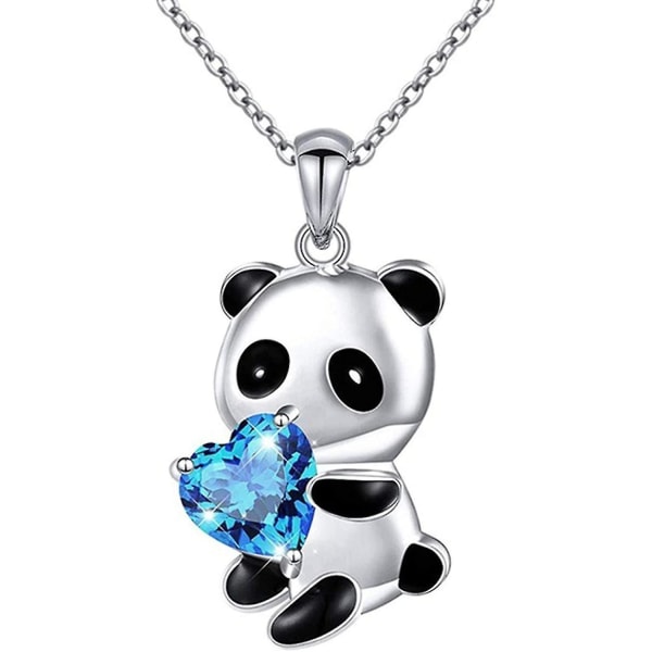 Cute Pendant Necklace, Heart-shaped Rhinestone Decorated Panda Pendant Necklace Exquisite Jewelry Ca