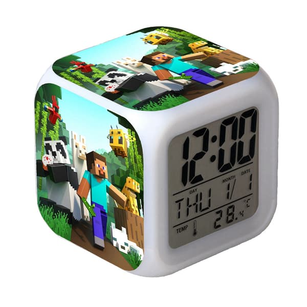 Digital Multifunktionell Väckarklocka Minecraft Väckarklocka LED-Edition