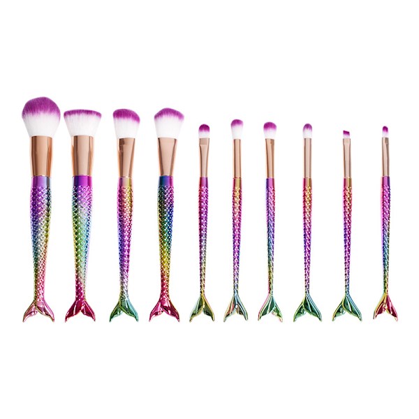 10 Pieces Professional Mermaid Makeup Brush Set