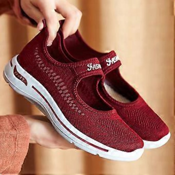 Plattform Sneakers Damskor Tjock Sula Slip-on Löparskor För Arbete Restaurang Utflykter Flerfärgad Valfri (37 Röd)