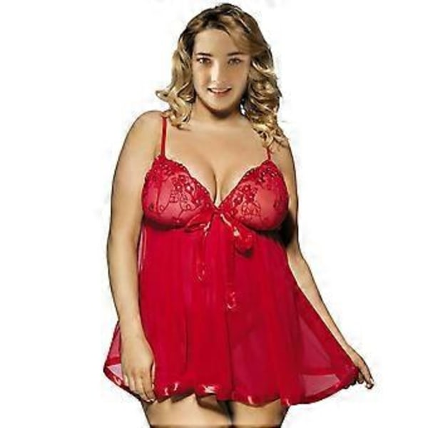 Dame Sexy Stropp Nattkjole Transparent Mesh Nattøy Pyjamas (S Rød)