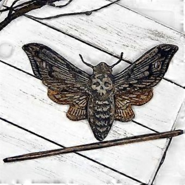 Halloween Punk Skull Hårklipp Halloween Hårklipp Skadede Butterfly Hode Hårklipp Hodeplagg Retro Plast Harpiks Raven Wing Hårtilbehør (B03 metall)