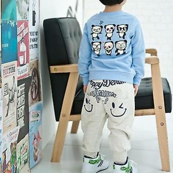 Drenge Børn Smiley Face Print Casual Sports Sweatpants Lange Joggingbukser Bukser Nederdele (3-4 År)