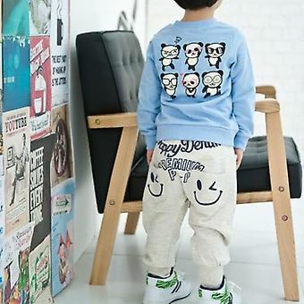 Pojkar Barn Smiley Face Tryck Casual Sport Byxor Långa Joggingbyxor Byxor Botten (7-8 År)