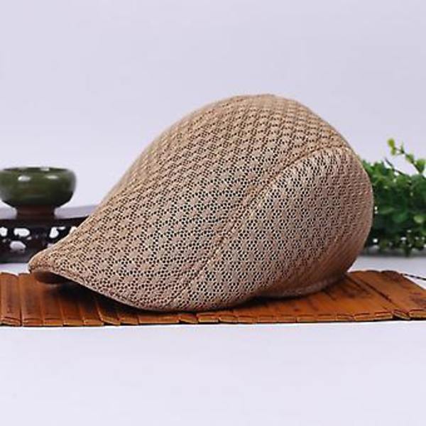 Sommar Casual Baskerhatt Unisex Mesh Flat Caps Newsboy Stil Justerbar Mode Andningsbar Sommarhatt För Kvinnor Män Caps ( Grå B)