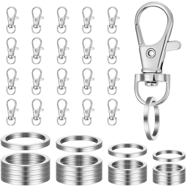 40 Pcs Keychain & Key Ring Hoop, Metal Swivel Keyring Carabiner Clip For Car Key