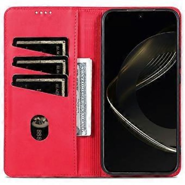 AZNS Samsung Galaxy A26 5G -kotelo, lehmännahkajäljitelmä PU-nahkainen lompakkokotelo - Punainen (Punainen)