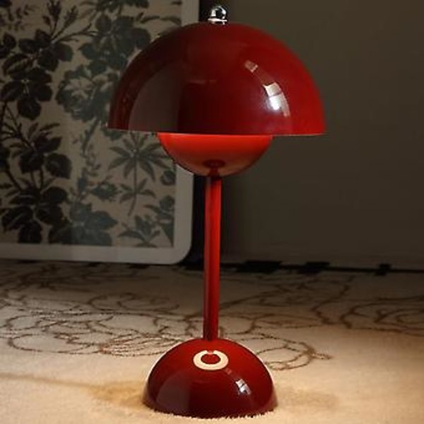 Blomkruka Sladdlös Bordlampa, Sladdlös Touch Bordlampa, Dimbar Uppladdningsbar Svamp Bordlampa, Liten Sänglampa -GSLA Röd