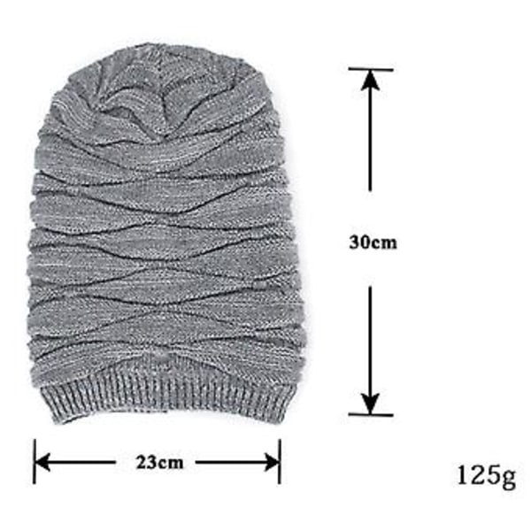 Unisex Talvi Slouch Beanie Hat Neulotu Wool Sports Casual Lumikorkki Päällysvaatteet (Harmaa)