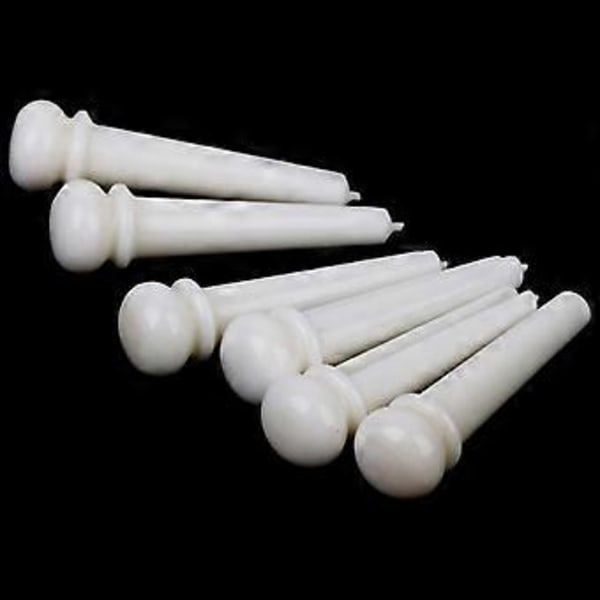 6 stk. Hvite 29mm Endepinner av Bein fra Storfe Bro Endepinner for Akustisk Gitar Del