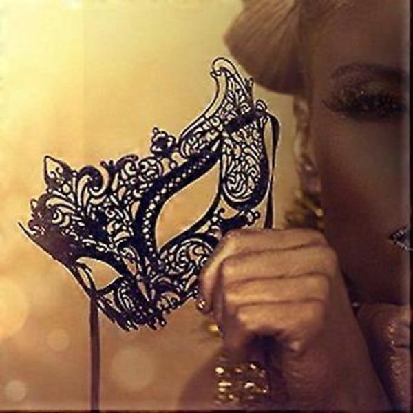 Lady of Luck Venetsialaiset naamiot, Metallinen naamiaisnaamio naisille, laserleikattu juhlanaamio
