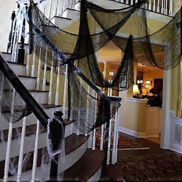 Yunfan 355\" x 79\" Halloween Krybende Klud + Spindelvæv Halloween Dekorationer Udendørs Indendørs Fest Have Spøgelsesagtige Baggrunde Dekorationer Forsyninger til Have, Dør