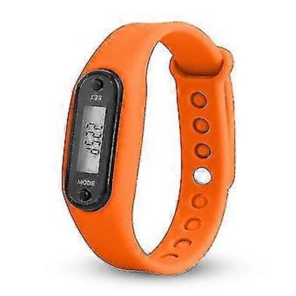 Run Step -rannekello askelmittari kalorilaskuri digitaalinen LCD kävelymatka urheilukello kuntomittari (oranssi)