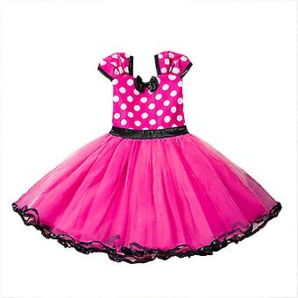 Pige Kjole med Polka Dot Tutu Prinsesse Kjole Casual Aftenfest Kortærmet Tulle Kjole (4-5 År)