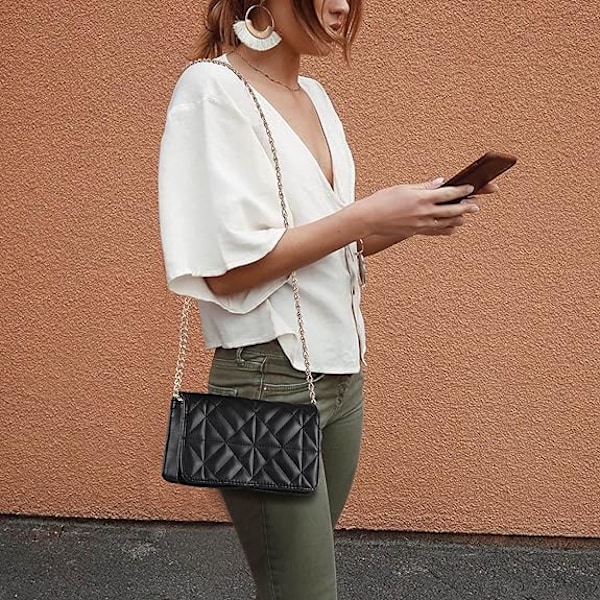 Små quiltede crossbody-tasker til kvinder skuldertaske clutch punge
