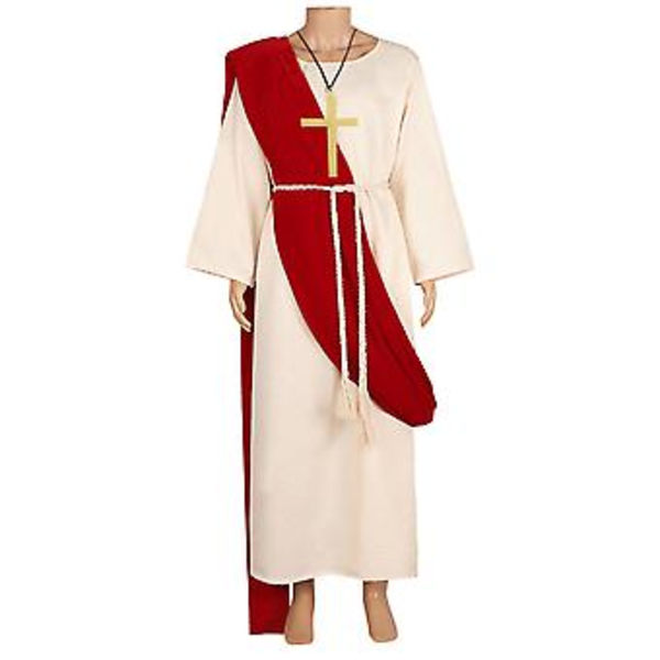 Jesusdräkt för Vuxna Män, Bibliskt Religiös Kristusdräkt, Inkluderar Midjerop för Lärjungedräkter (L)