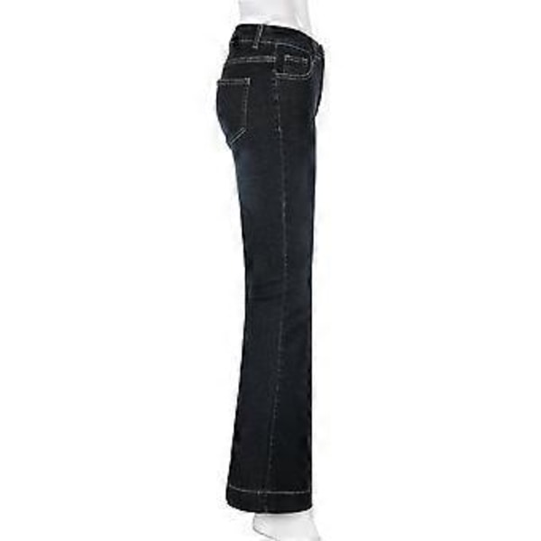 Dam Blå Lågmidjade Flare Jeans - Retro Basic Gradient Skinny Denim Byxor - Slank Passform ( )