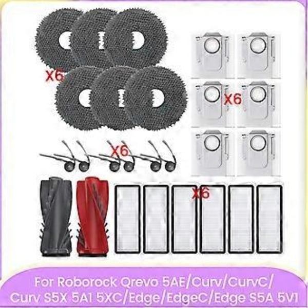 Reservdelar för Roborock Qrevo Edge/Qrevo Edge S5A Huvudborste Sidoborste Hepa Filter Dammpåse Moppduk Ef