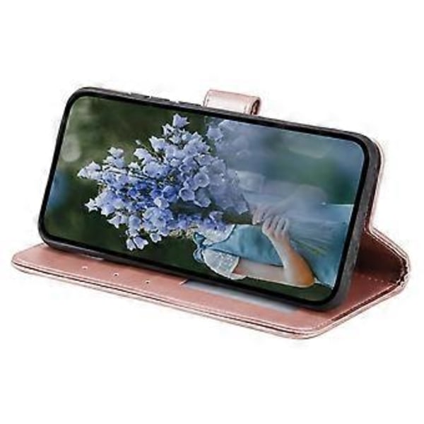 Til Xiaomi Redmi A3/Poco C61 4G Etui Mandala Blomst Præget Stødsikkert Læder Telefonpung Co (Rose Gold)