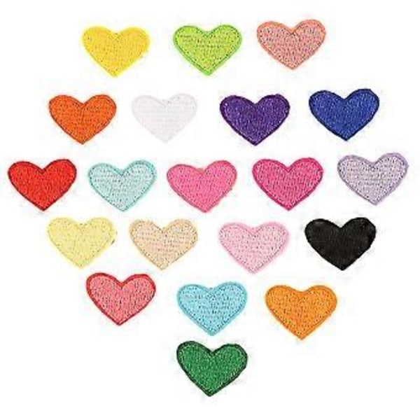 20 stk Hjerte Kærlighedsform Jern-På Patches Broderet Patch Stickers DIY Applikationer til Tøj Rygsæk Håndtaske Badges (Tilfældige Farver)
