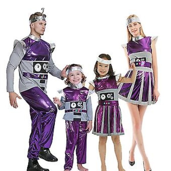 Lila Alien Kostymset Robot Cosplay Halloween Karneval Party Maskeraddräkt (L Flicka)